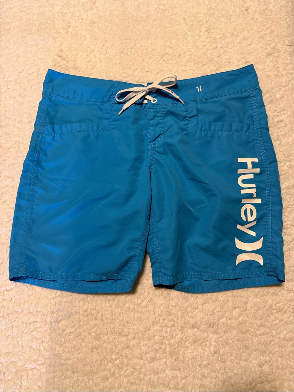 Junior: size 11. Hurley Blue Athletic Swim Shorts with White Logo